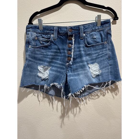 Free People Pants - Free People Distressed Cut Off Button denim shorts size 27